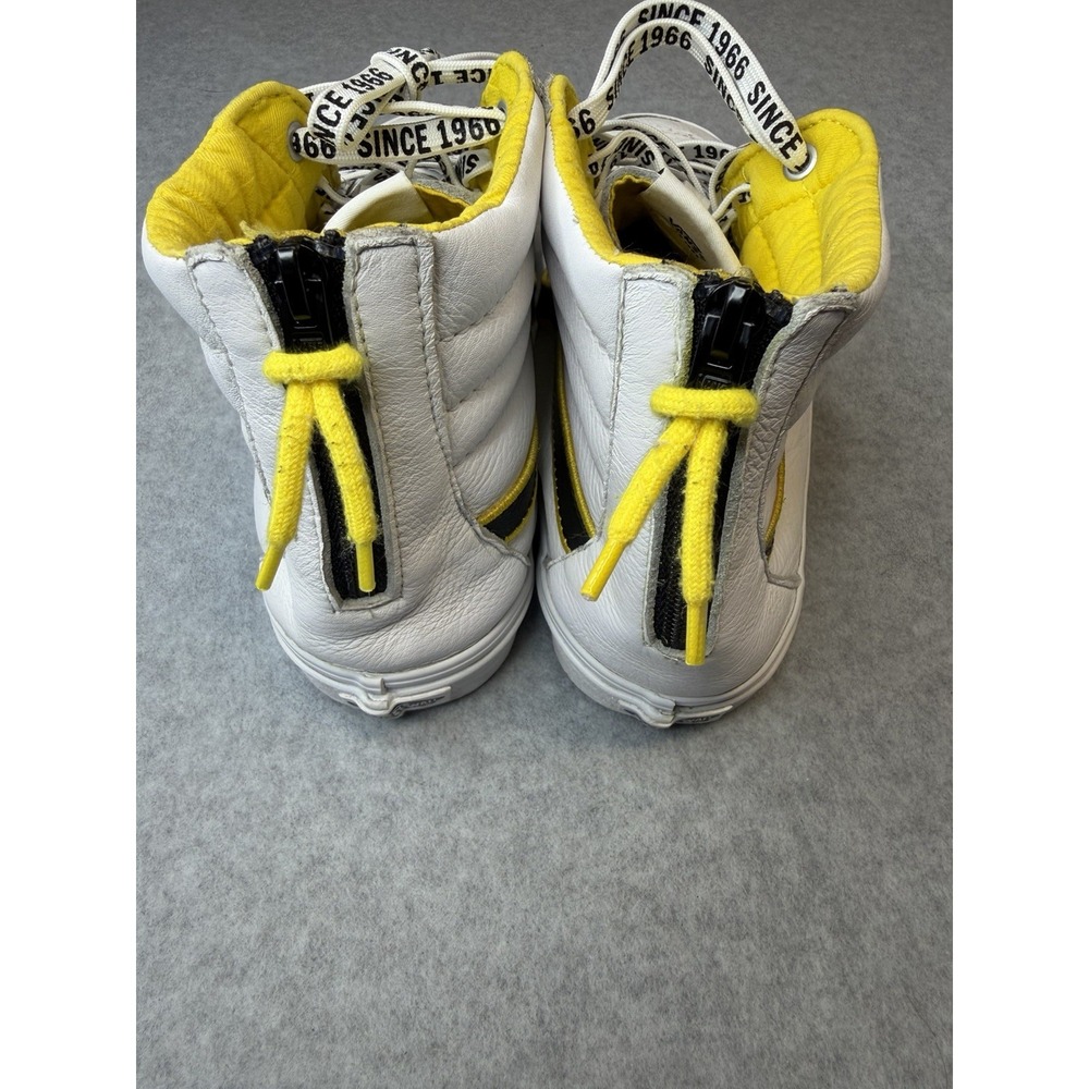 Vans Sk8-Hi Family Reissue Zip Premium - White Leather/Yellow/Black Mens 12 - Picture 5 of 10